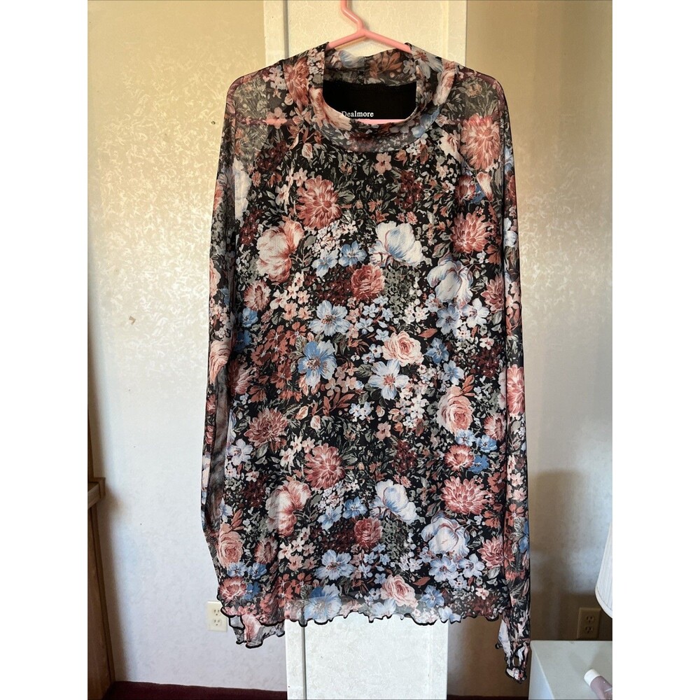 Dealmore Size Large Flower Dressy Top, With Thumb Holes